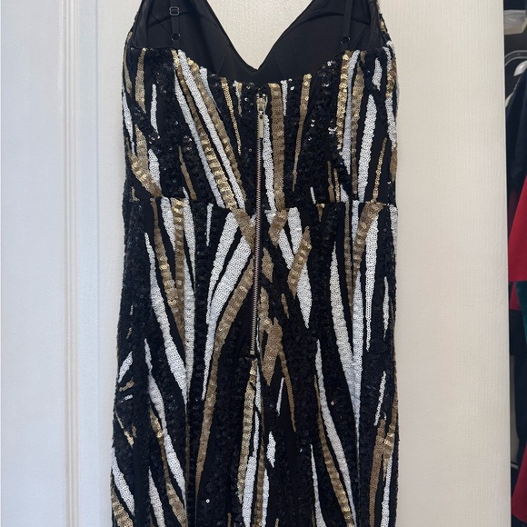 Marciano Black and Gold Sequin Backless Dress - Picture 3 of 11